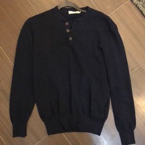 Navy SuitSupply Merino Henley Sweater